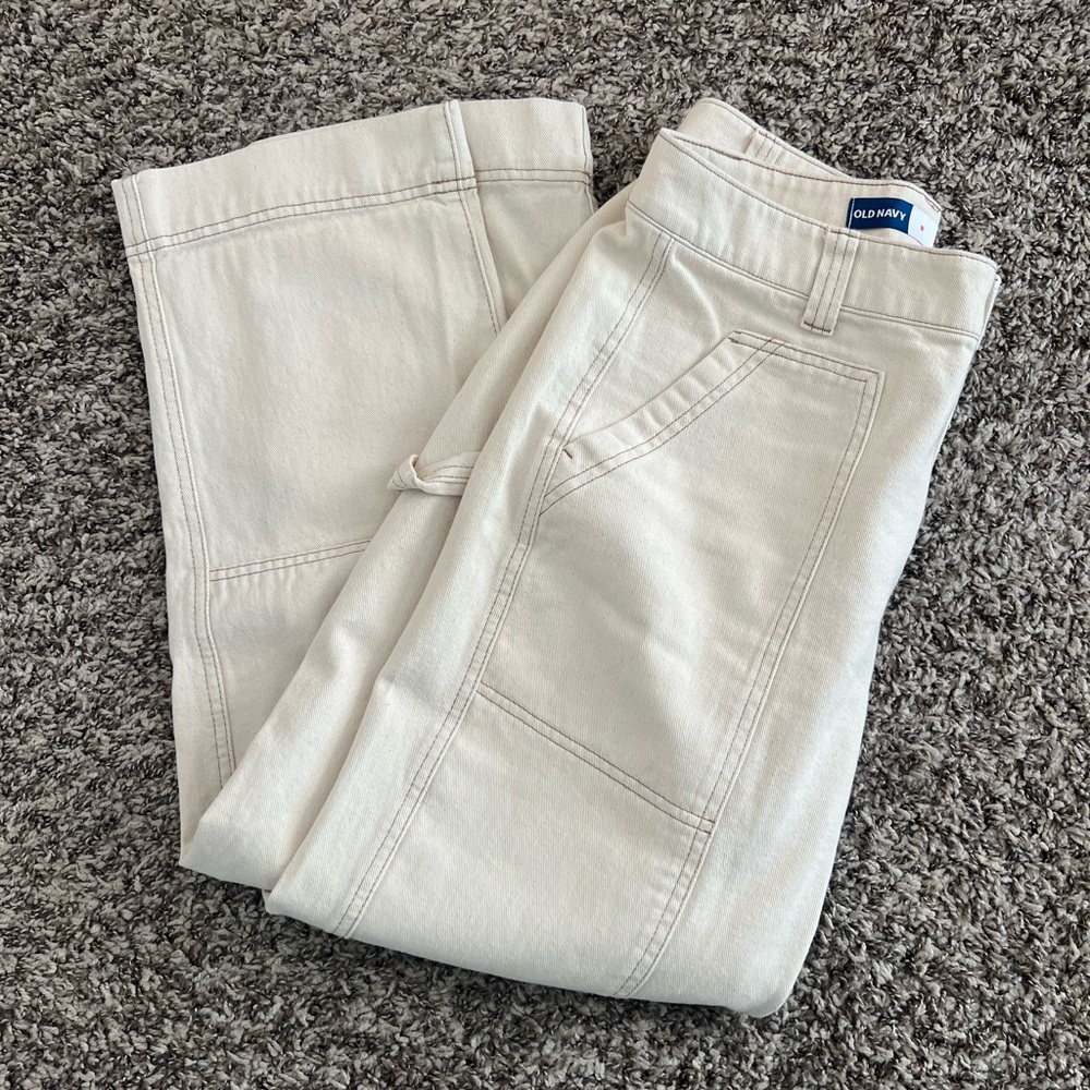 Old Navy Cream High-Waisted Utility Pants